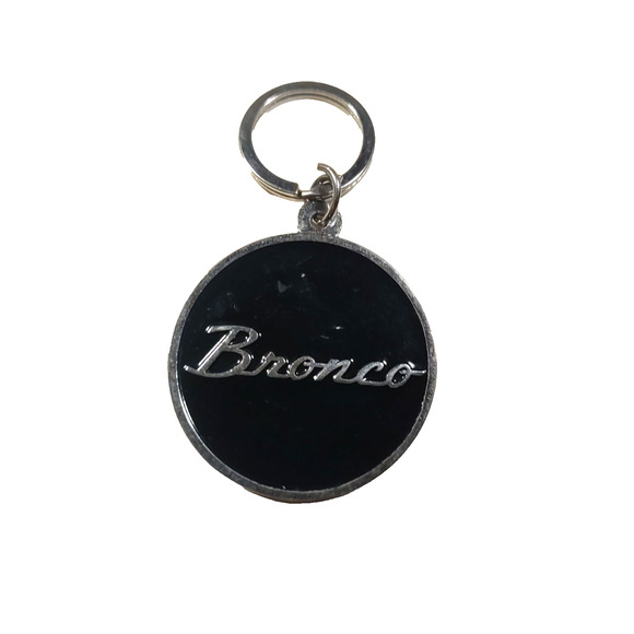 Bronco Keychain Horse Logo Keychain Scratches Black Silver Tone - Picture 2 of 6